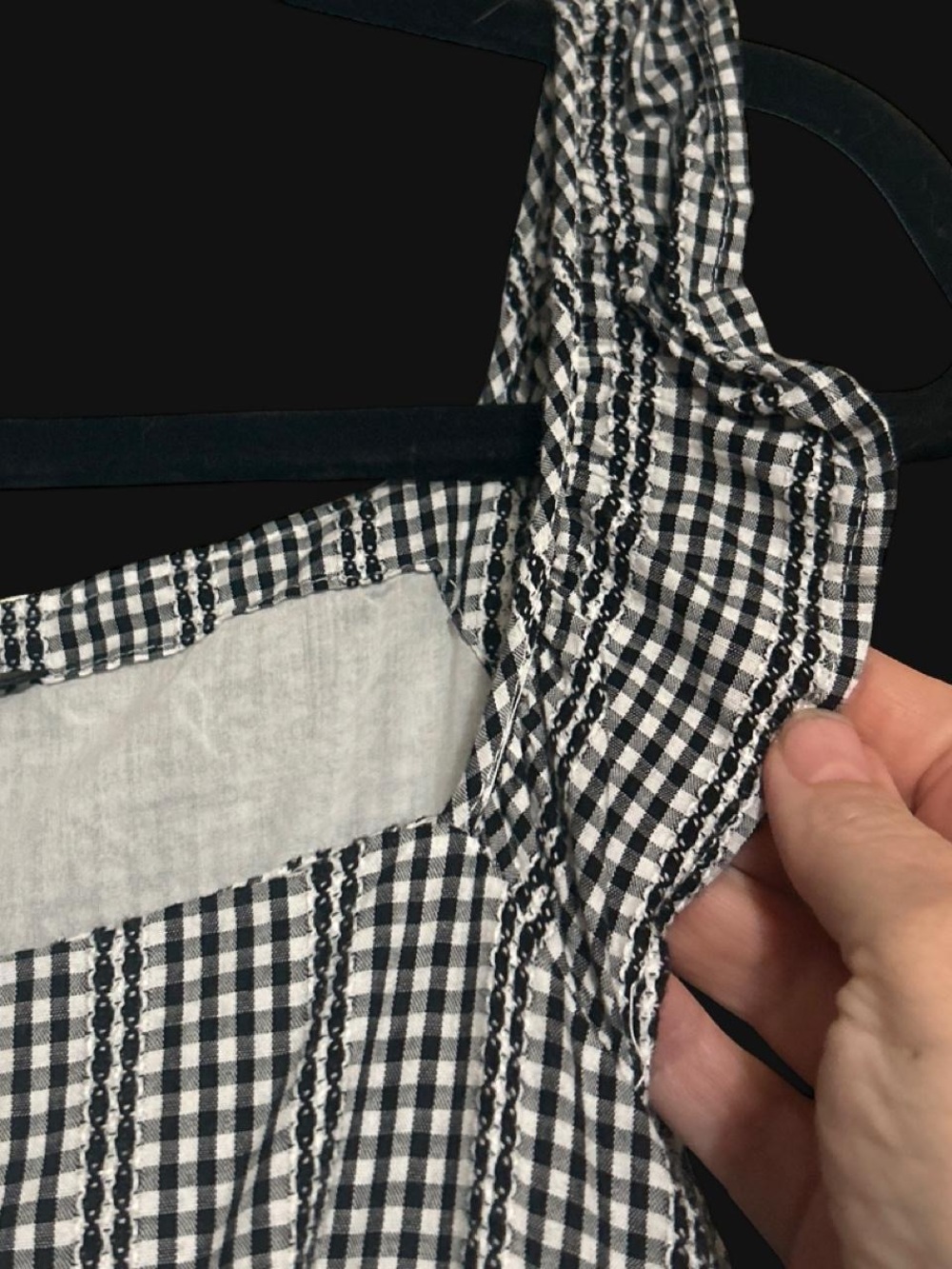 Ann Taylor Gingham Tiered Midi Dress 12 Black White Cottagecore Ruffle Romantic - Picture 3 of 5